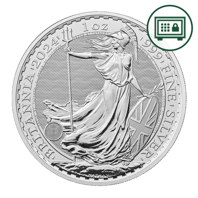 A picture of a 1 oz Silver Britannia Coin (2024) - Secure Storage